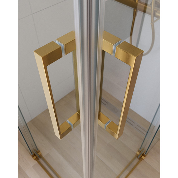 Душевое ограждение Cezares 80x100 см SLIDER-AH-2-80/90-100/110-C-BORO, брашированное золото/прозрачное фото 4