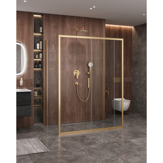 Душевое ограждение Cezares 140x90 см MOLVENO-AH-12-140/90-C-BORO-IV, брашированное золото/прозрачное фото 2