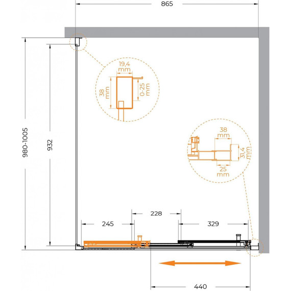 Душевое ограждение Cezares 90x100 см MOLVENO-AHF-31-90/100-C-CR-IV, хром/прозрачное фото 7