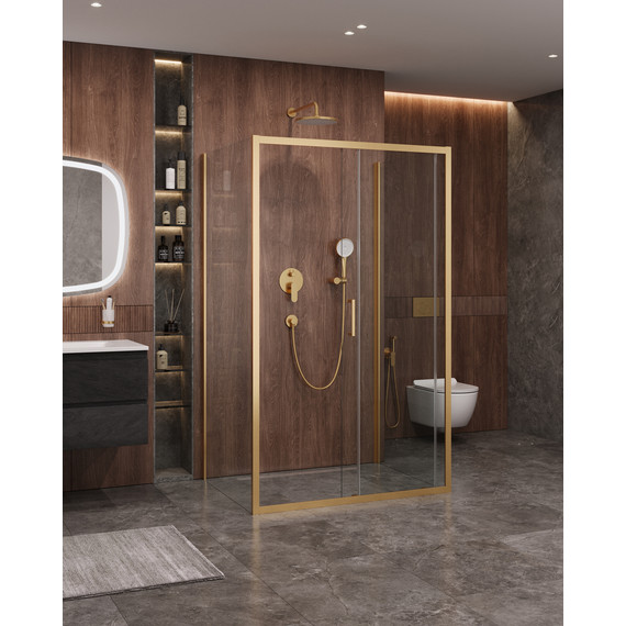 Душевое ограждение Cezares 120x90 см MOLVENO-AH-12-120/90-C-BORO-IV, брашированное золото/прозрачное фото 2