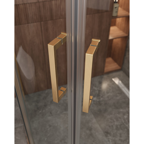 Душевое ограждение Cezares 120x110 см MOLVENO-RH-22-120/110-C-BORO-IV, брашированное золото/прозрачное фото 3