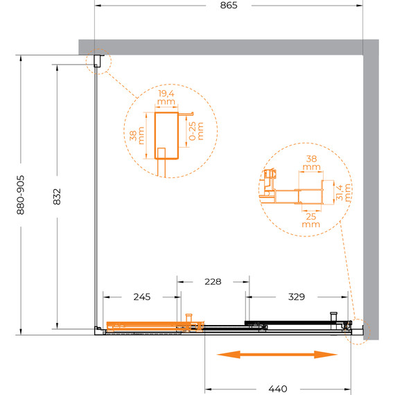 Душевое ограждение Cezares 90x90 см MOLVENO-AF-31-90-C-CR-IV, хром/прозрачное фото 7