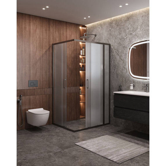 Душевое ограждение Cezares 110x90 см MOLVENO-AH-21-90+20-P-GM, оружейная сталь/матовое фото 2