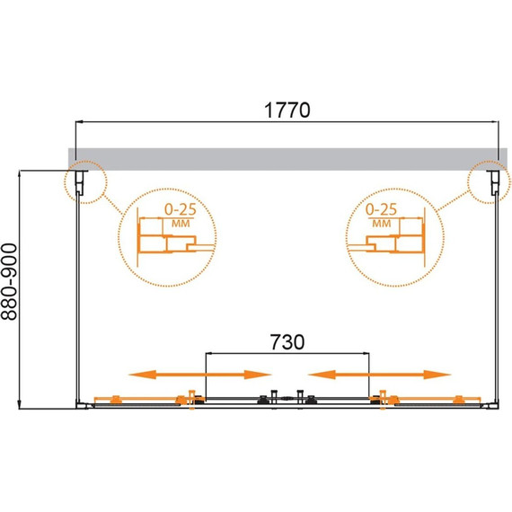 Душевое ограждение Cezares 180x90 см MOLVENO-AH-2/2-180/90-C-Cr-IV, хром/прозрачное фото 6
