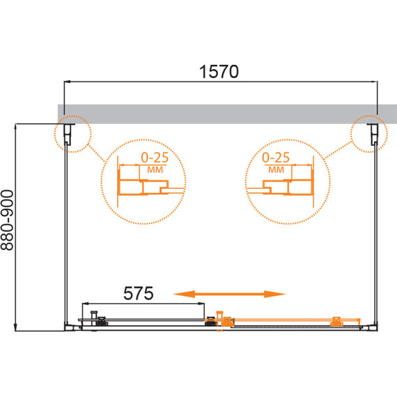 Душевое ограждение Cezares 160x90 см MOLVENO-AH-12-160/90-C-BORO-IV, брашированное золото/прозрачное фото 6