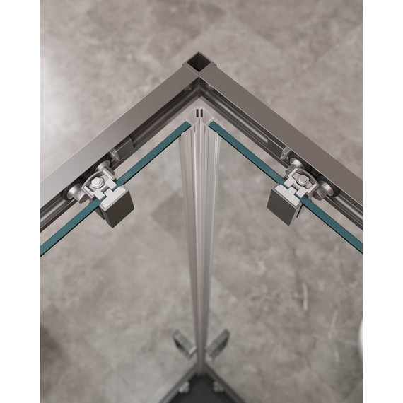 Душевое ограждение Cezares 130x130 см MOLVENO-A-22-100+30-C-GM-IV, оружейная сталь/прозрачное фото 4