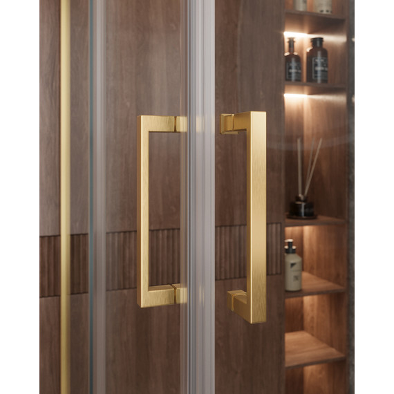 Душевое ограждение Cezares 130x100 см MOLVENO-AH-21-100+30-C-BORO-IV, брашированное золото/прозрачное фото 3