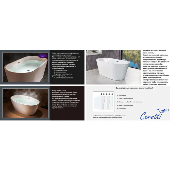 Ванна отдельностоящая Parly Vito 150G 155x74 см фото 3