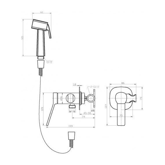 Набор для гигиенического душа BelBagno ALBANO-HGN-CRM - 2 Набор для гигиенического душа BelBagno ALBANO-HGN-CRM фото 2