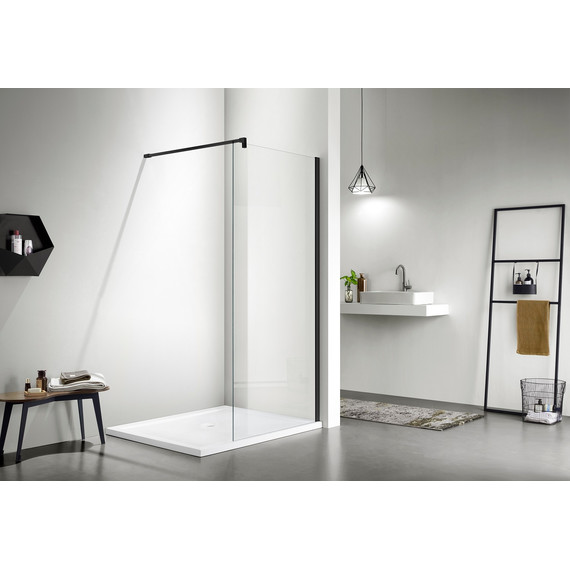 Душевая перегородка Aquatek Walk in 140 см AQ WIW 14020BL, чёрный/прозрачное фото 