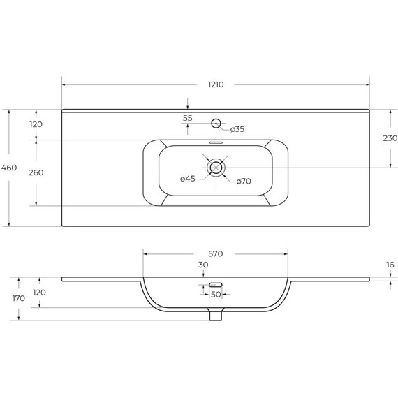Тумба подвесная с раковиной Cezares 120 см ECO-CER-N-1200-2C-SO-BO, bianco opaco фото 4