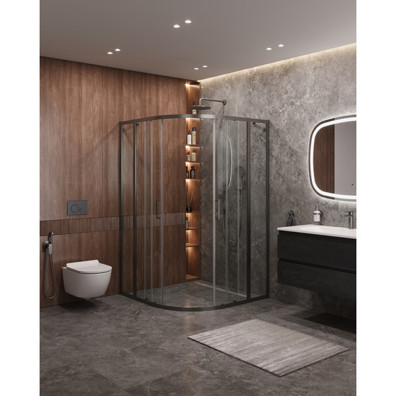 Душевое ограждение Cezares 120x120 см MOLVENO-R-22-100+20-C-GM-IV, оружейная сталь/прозрачное фото 2