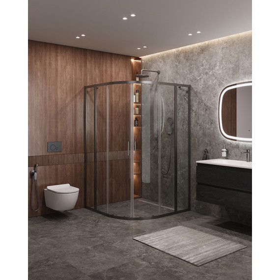 Душевое ограждение Cezares 120x120 см MOLVENO-R-22-100+20-C-GM-IV, оружейная сталь/прозрачное фото 