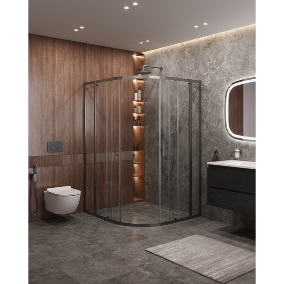 Душевое ограждение Cezares 130x120 см MOLVENO-RH-22-130/120-C-GM-IV, оружейная сталь/прозрачное фото 2