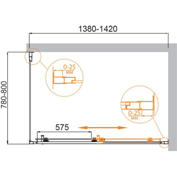 Душевое ограждение Cezares 140x90 см MOLVENO-AH-11-140/90-C-BORO-IV, брашированное золото/прозрачное фото 6