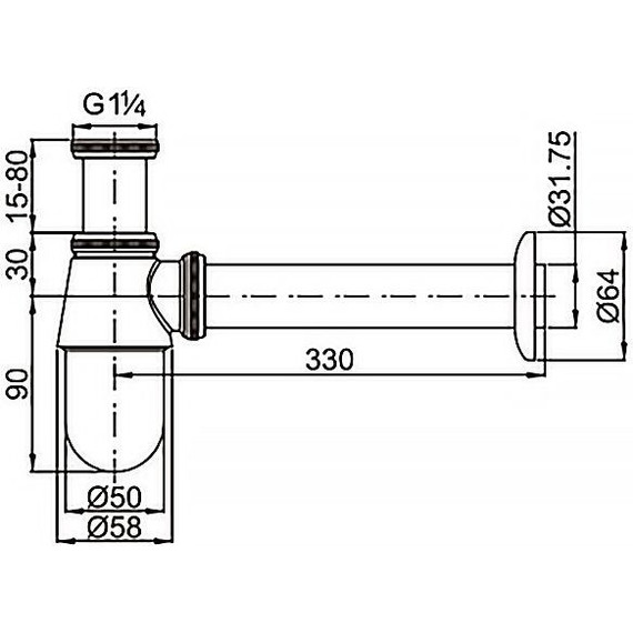 Сифон универсальный Azario G1 1/4 AZ-107-CHR фото 4