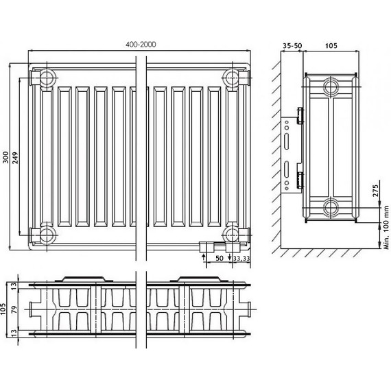 Радиатор Azario 500х300 мм AZ-C22-300-500 фото 5