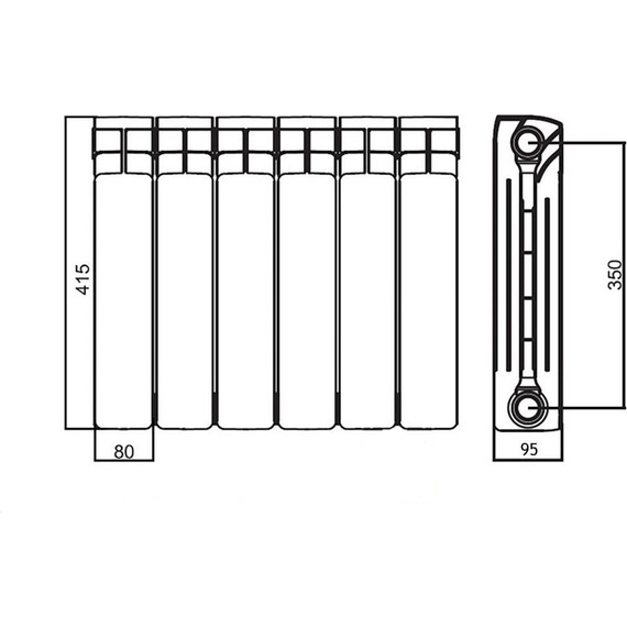 Радиатор Azario BM350/100/8 640х400 мм (8 секций) белый фото 4