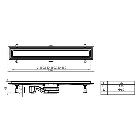 Трап Azario 65 см AZ1105-00165 (под плитку) фото 5