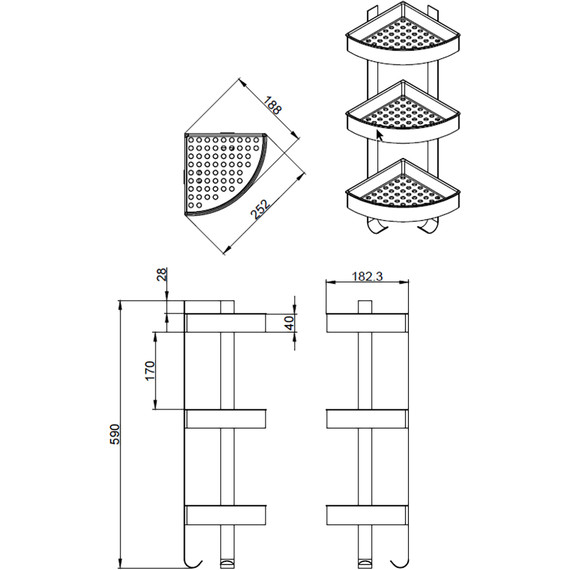 Полка угловая Azario AZ-833-3 фото 2