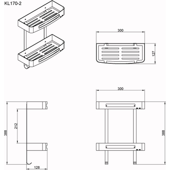 Полочка Azario AZ-170-2B, цвет чёрный фото 2