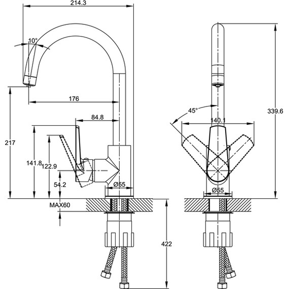 Смеситель для кухни Cersanit Moduo A68221, чёрный фото 14