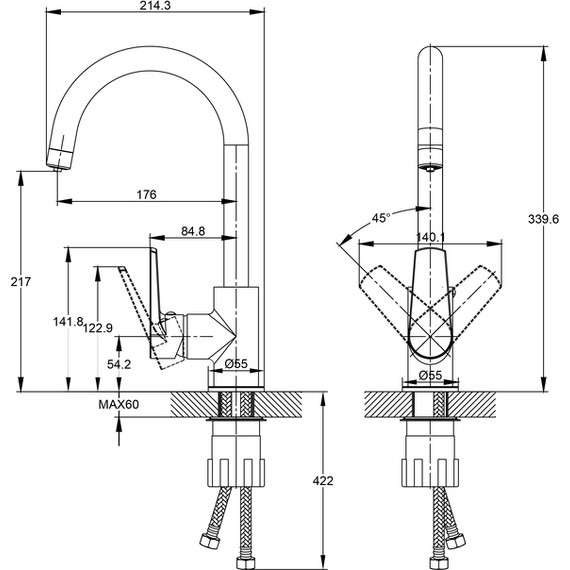 Смеситель для кухни Cersanit Moduo A68222, сатин фото 14