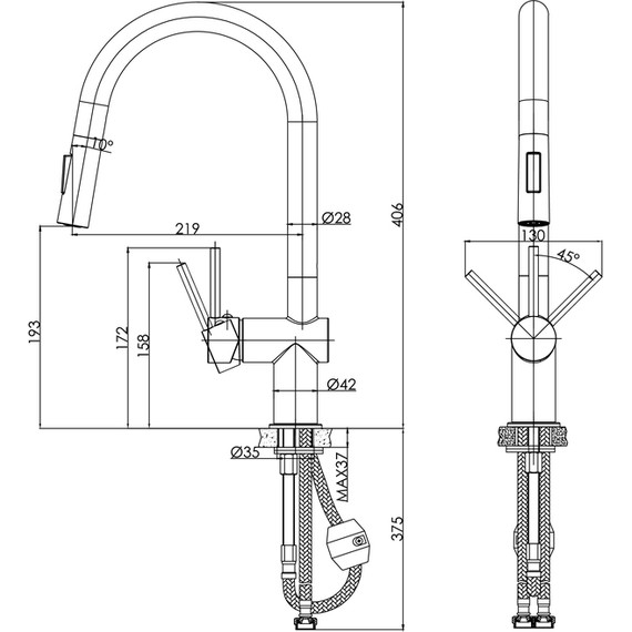 Смеситель для кухни Cersanit Brasko A68226, сатин фото 15