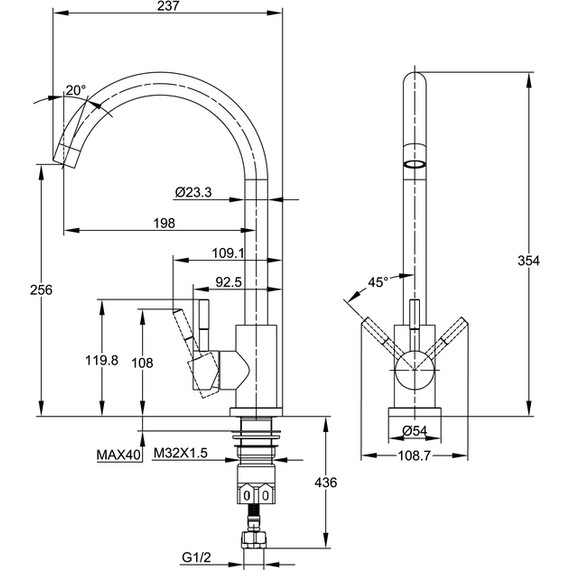 Смеситель для кухни Cersanit Como A68242, сатин фото 13
