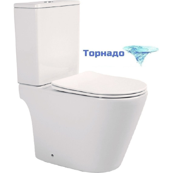 Унитаз-компакт Aquatek Вега AQ2904T-00 с тонкой крышкой микролифт (система смыва Торандо) фото 