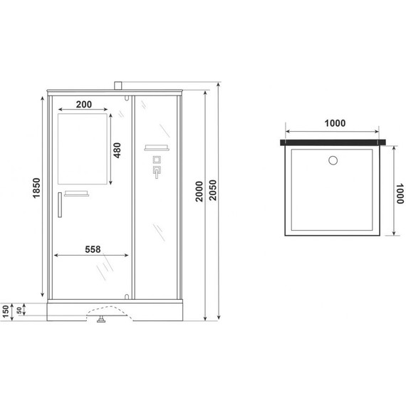 Душевая кабина Niagara Standart 100x100 см ST100/15Q/BK, белый/прозрачное фото 10