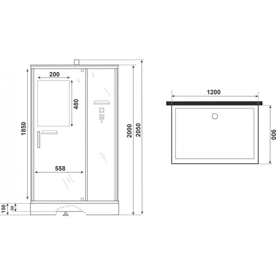 Душевая кабина Niagara Standart 120x90 см ST120/90/15Q/BK, белый/прозрачное фото 9