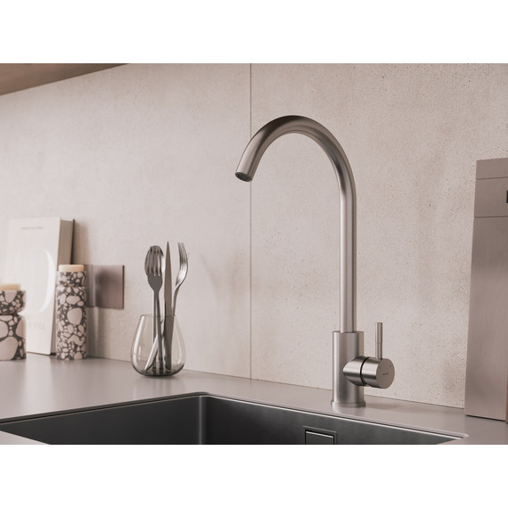 Смеситель для кухни Cersanit Como A68242, сатин фото 9