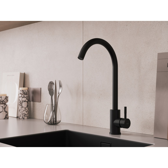 Смеситель для кухни Cersanit Como A68243, чёрный фото 8