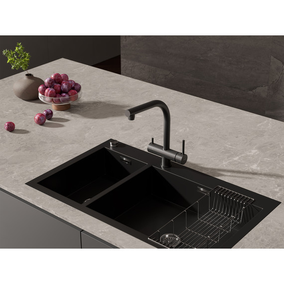 Смеситель для кухни Cersanit Crea A68223, чёрный фото 12