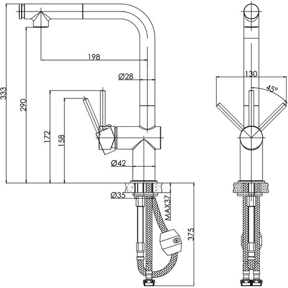 Смеситель для кухни Cersanit Flavis A68238, сатин фото 15