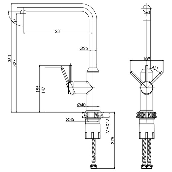 Смеситель для кухни Cersanit Flavis A68240, чёрный фото 15