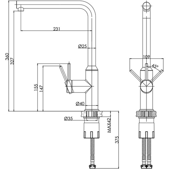 Смеситель для кухни Cersanit Flavis A68241, сатин фото 14