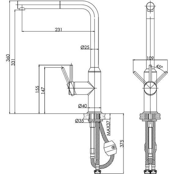 Смеситель для кухни Cersanit Flavis A68248, сатин фото 13
