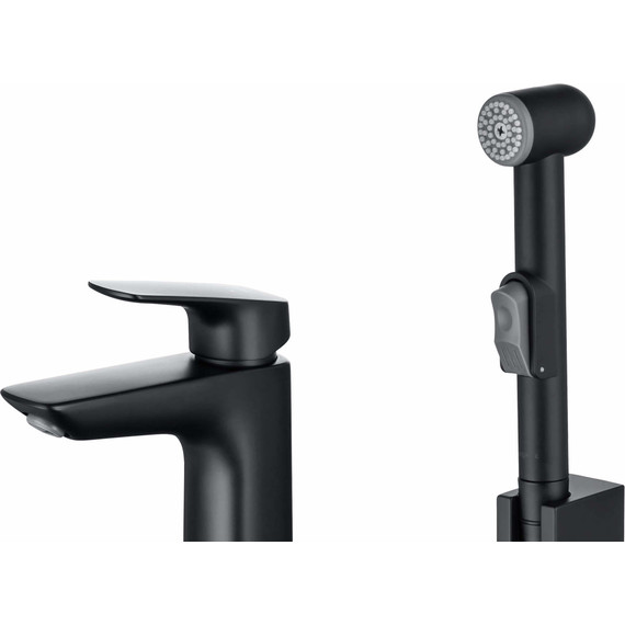 Смеситель для раковины с лейкой для биде Aquatek Вега AQ1012MB, чёрный матовый, Цвет производителя: чёрный матовый фото 5
