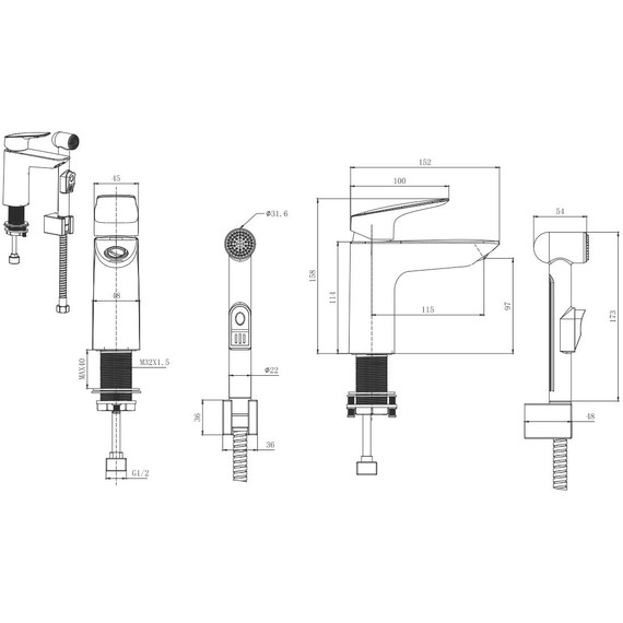 Смеситель для раковины с лейкой для биде Aquatek Вега AQ1012CR, Цвет производителя: хром фото 6