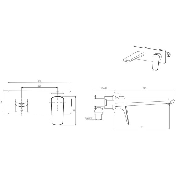 Смеситель для раковины настенный Aquatek Вега AQ1013CR, Цвет производителя: хром фото 2