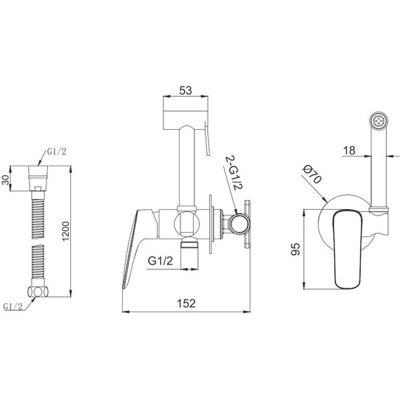 Набор для гигиенического душа Aquatek Вега AQ1019MB, чёрный матовый - 6 Набор для гигиенического душа Aquatek Вега AQ1019MB, чёрный матовый фото 6