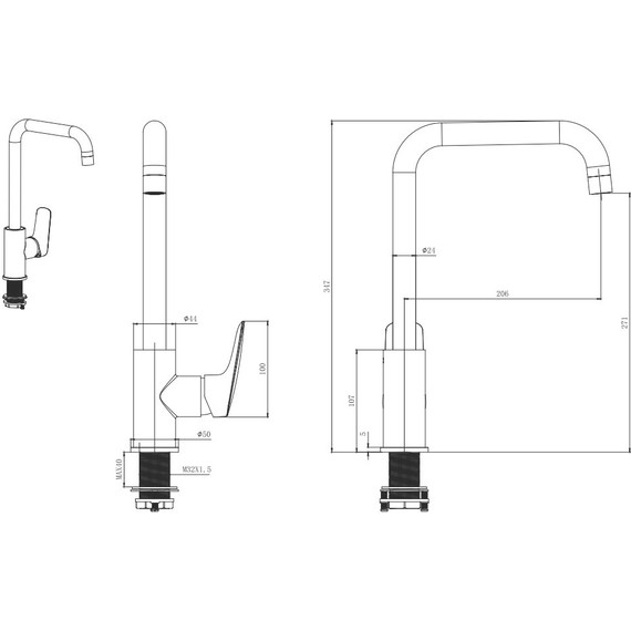 Смеситель для кухни Aquatek Вега AQ1081MB, чёрный матовый, Цвет производителя: чёрный матовый фото 4