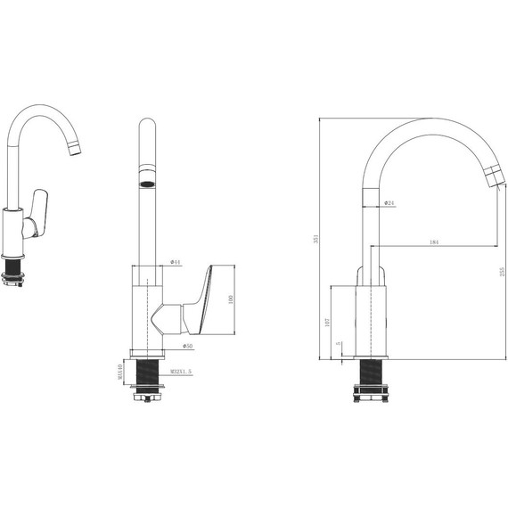 Смеситель для кухни Aquatek Вега AQ1082MB, чёрный матовый, Цвет производителя: чёрный матовый фото 4