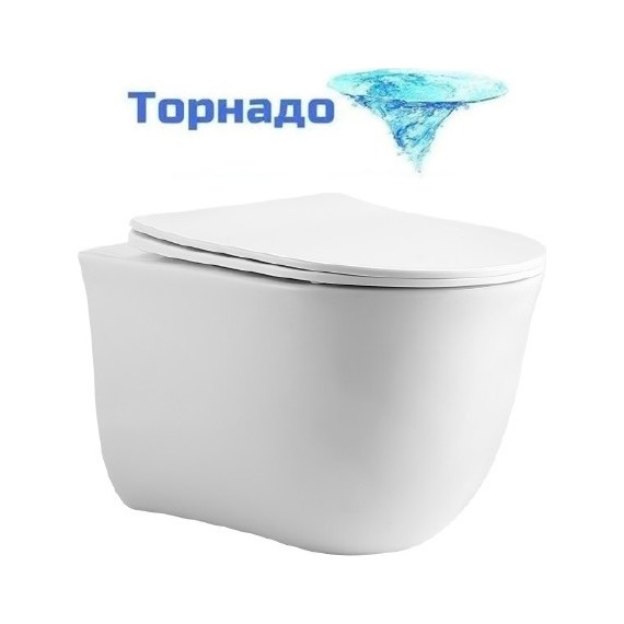 Унитаз подвесной безободковый Aquatek Классик AQ1112T-00 с крышкой микролифт (система смыва Торнадо) фото 