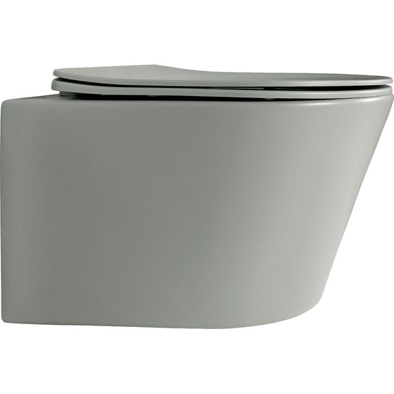 Унитаз подвесной безободковый Aquatek Вега AQ1905-MG с тонкой крышкой микролифт, серый матовый фото 2
