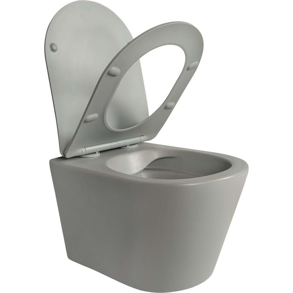 Унитаз подвесной безободковый Aquatek Вега AQ1905-MG с тонкой крышкой микролифт, серый матовый фото 3