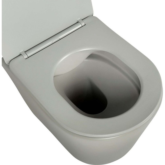 Унитаз подвесной безободковый Aquatek Вега AQ1905-MG с тонкой крышкой микролифт, серый матовый фото 5