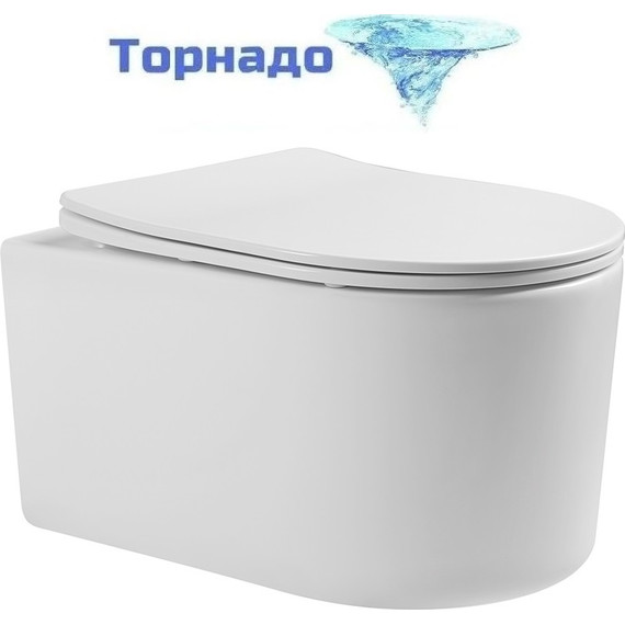 Унитаз подвесной безободковый Aquatek Мия AQ2004T-00 с крышкой микролифт (система смыва Торнадо) фото 